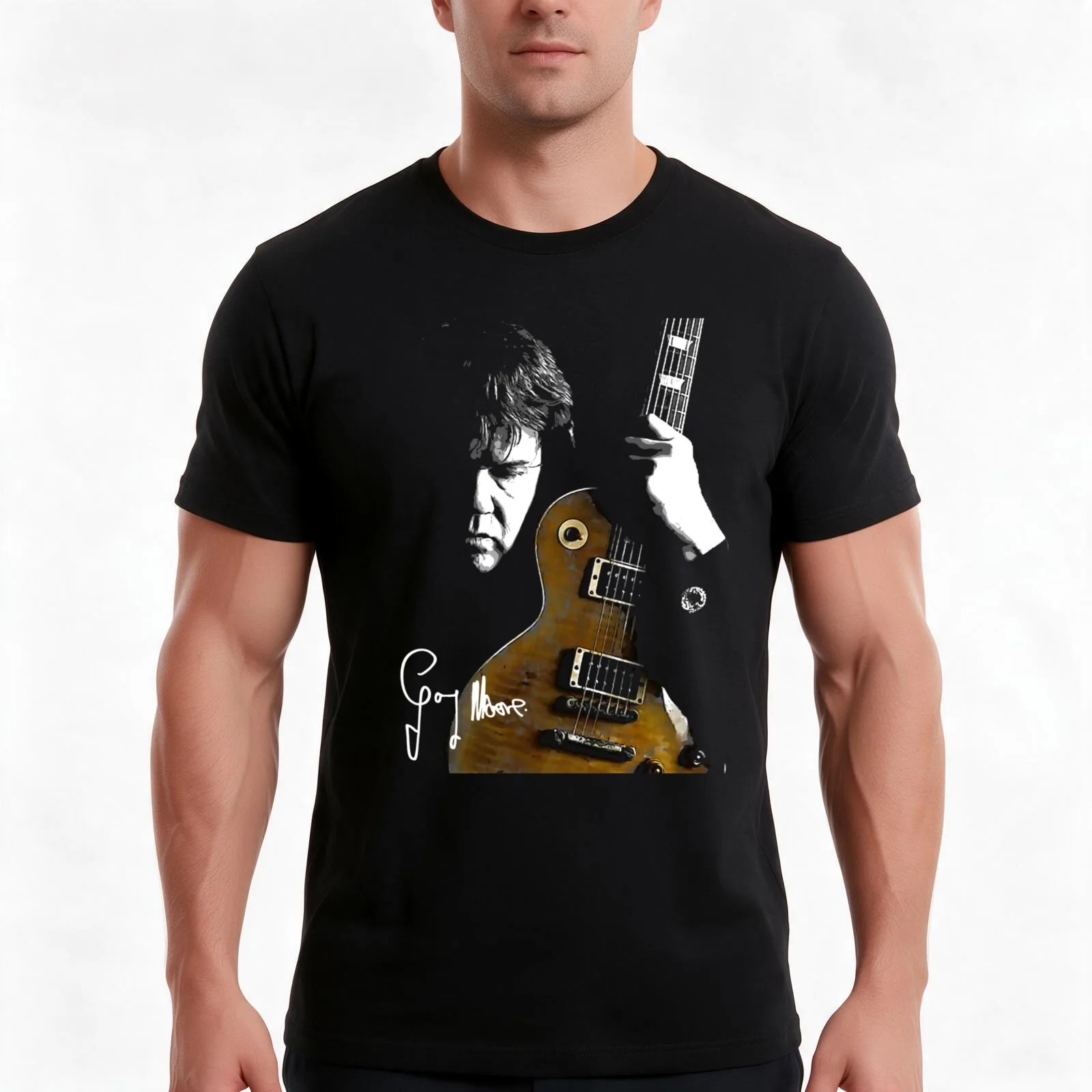 Garys Moores T-Shirt, Summer Casual Cotton Tee, Oversized Streetwear Tops, Vintage Graphic Print, Loose Fit Short Sleeve