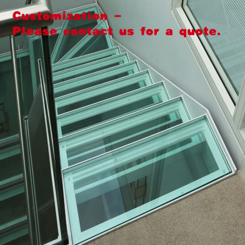 custom.12Mm Laminated Toughened Glass Stairs  Floating Staircase with Led Light