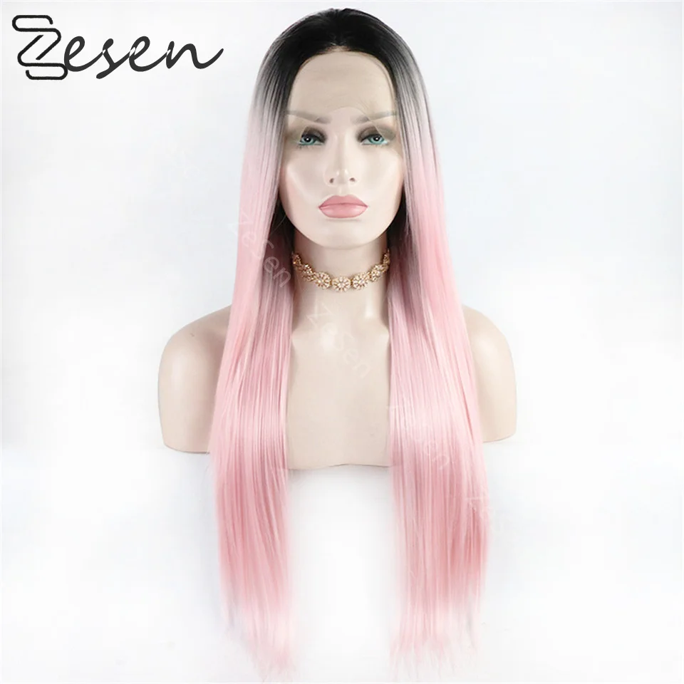 

Synthetic Lace Front Wig Long Bone Straight Lace Wig Ombre Pink Wig Women's Wig Wig For Black Women Straight Lace Front Wigs