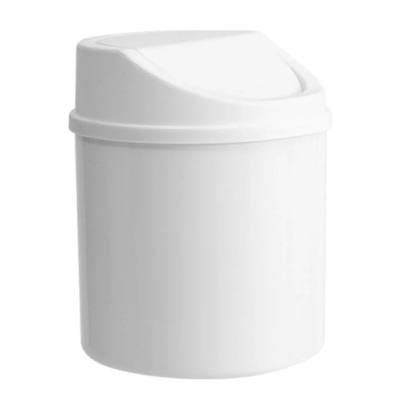 X4YD Desktop Waste Bin With Swing Cover Mini Trash Can Plastic Dustbin Garbage Container For Bedroom Living Room Home Office