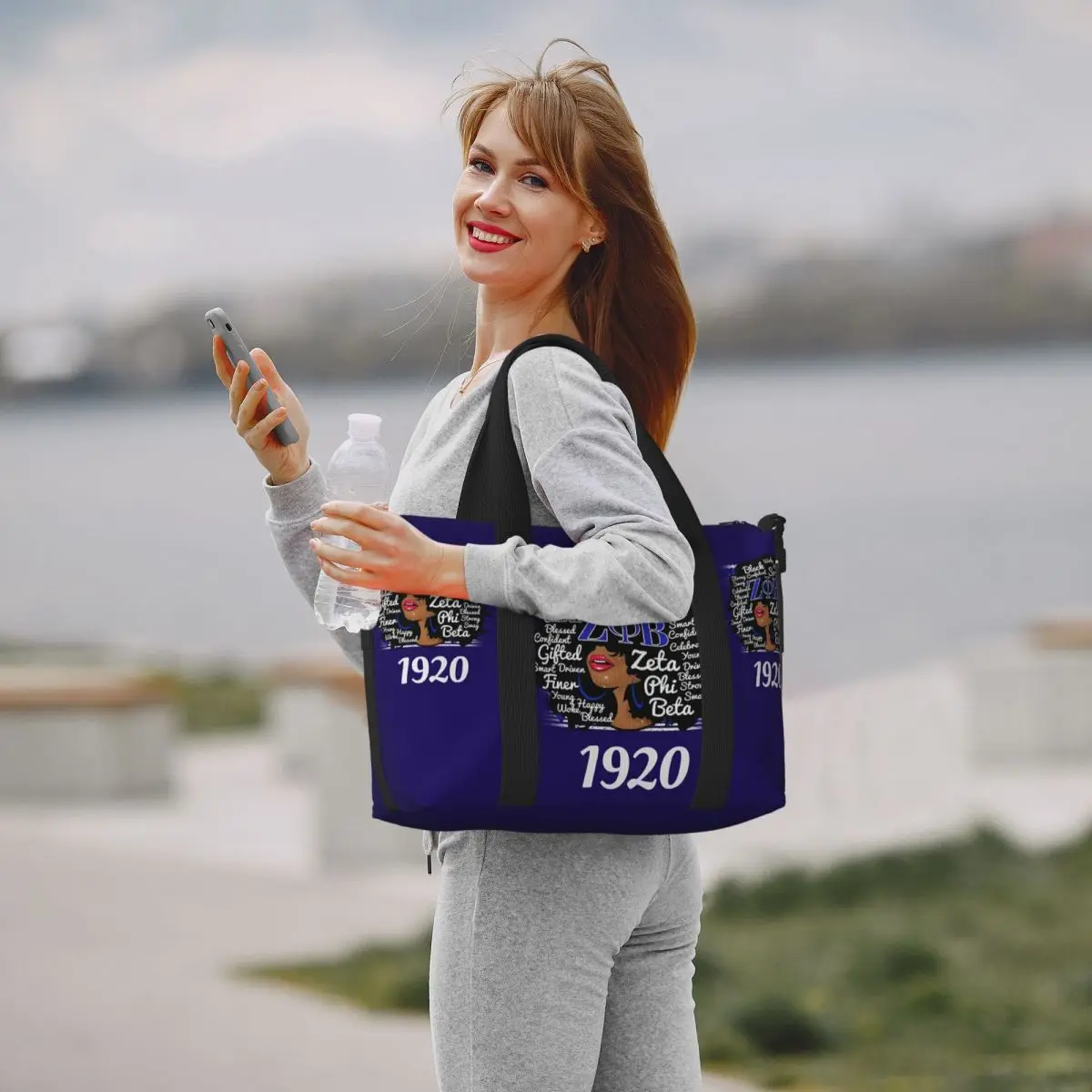 Bolso de mano personalizado Zeta Phi Beta Sorority para mujer, bolso de viaje de hombro con letra griega de gran capacidad 1920 para gimnasio en la playa