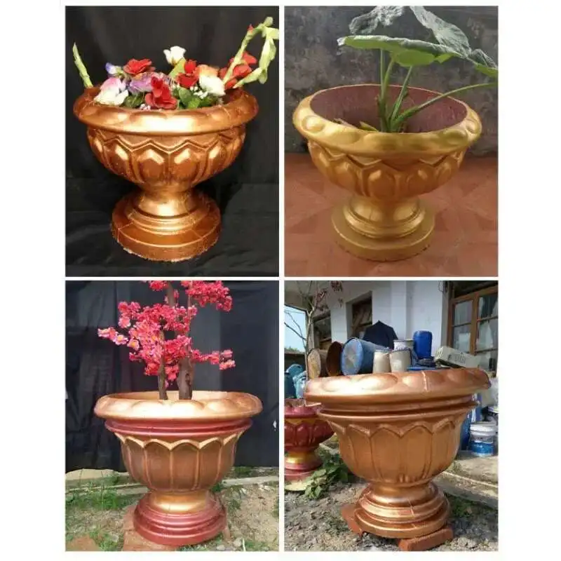Roman European Garden Building Flower Pot Cement Mold Home Gardening Fence DIY Round Garden Vase Flower Pot Concrete Mold