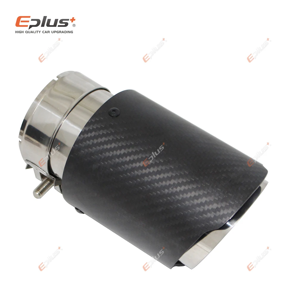 طرف كاتم الصوت من ألياف الكربون غير لامع عالمي للسيارة ، نظام العادم ، كاتم صوت الأنابيب ، الفوهة المستقيمة ، الفضة غير القابل للصدأ