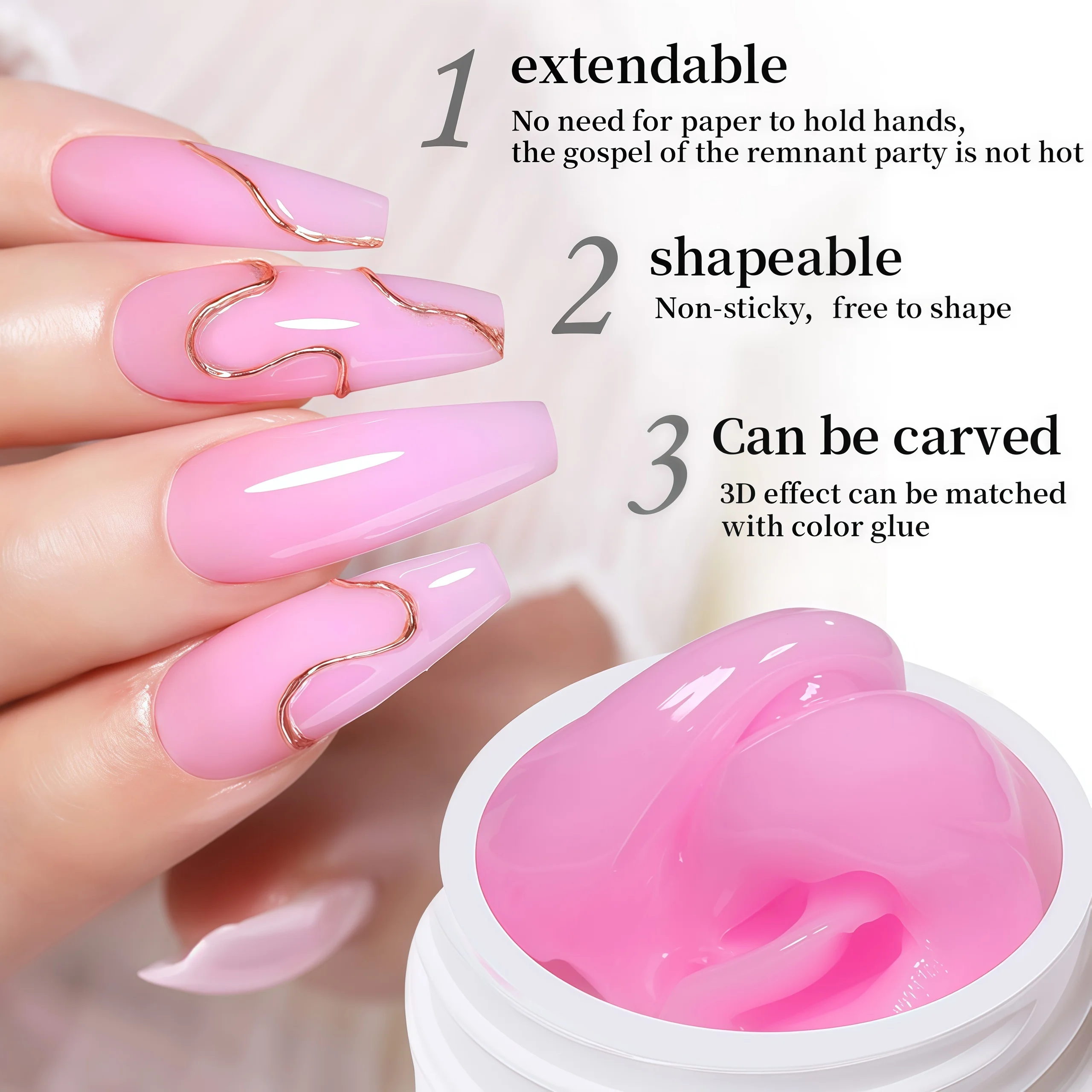 5D Nicht-Klebendes Handmodellier-Gel, 8ml Langanhaltende Überlagerung, Erzeugt 3D-Nagelformen, Salonqualität, Nagelkunst DIY – Detail 11