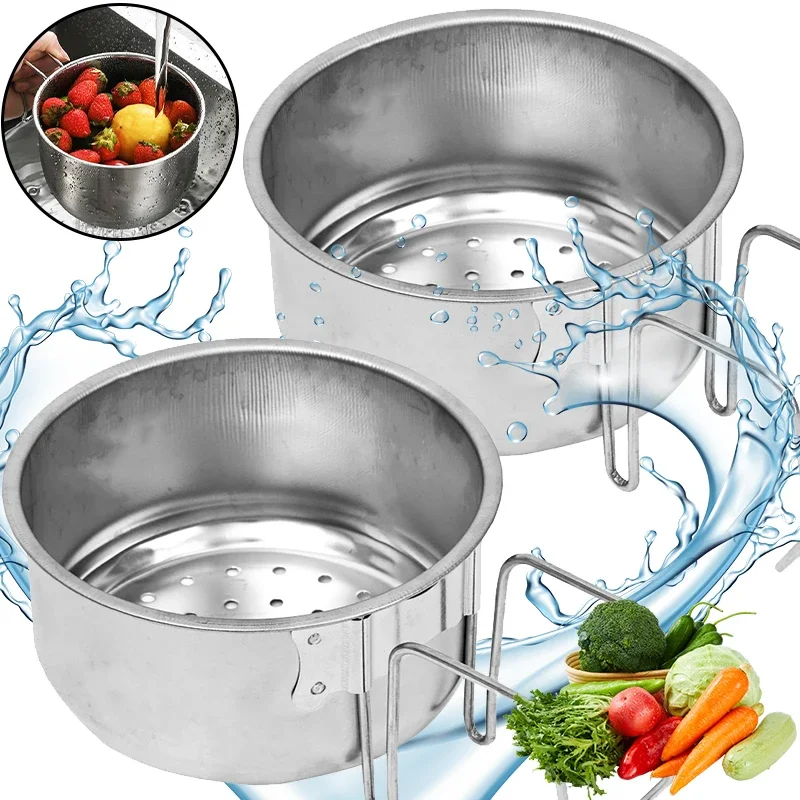 Stainless Steel Sink Strainer Basket Removable Hanging Kitchen Sponge Storage Rack Fruit Vegetable Soap Wet Dry Drainage Racks