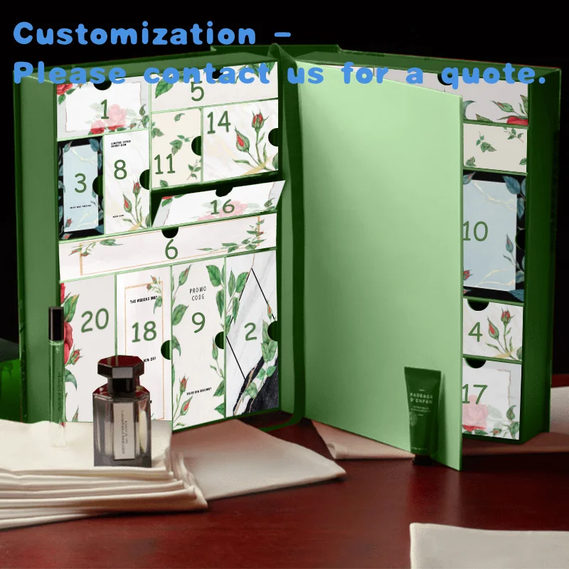 custom.Custom Empty Cardboard Paper Make up Countdown Cosmetics Advent Calendar Boxes Packaging With Drawers