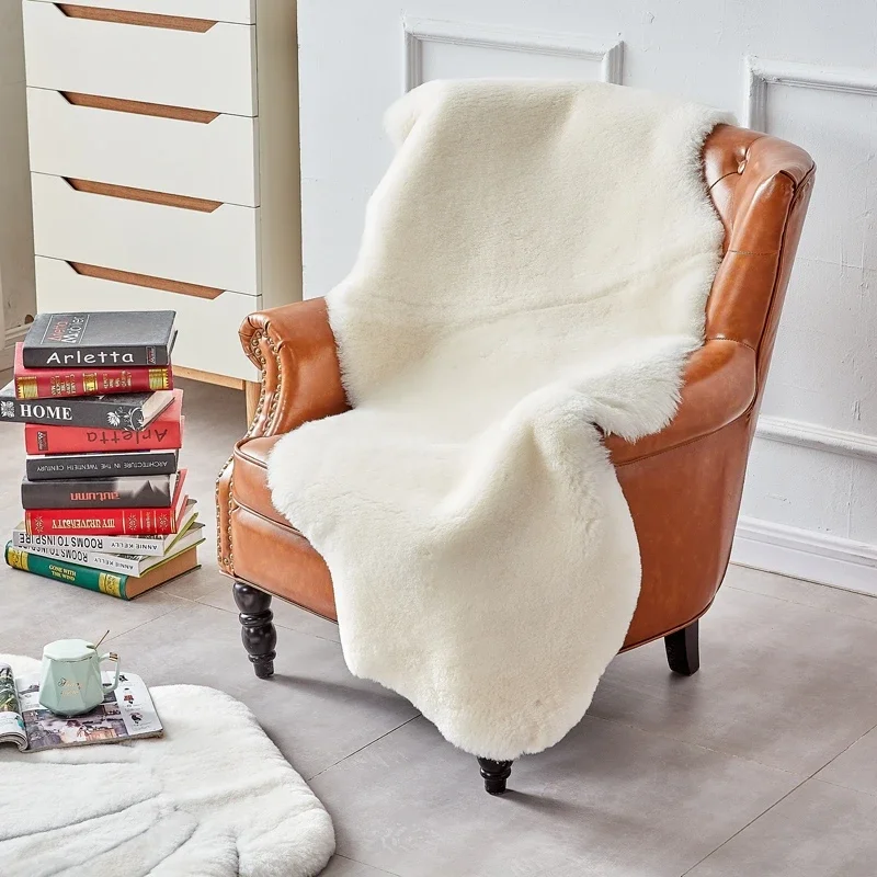 Quality Sheepskin sheared fur Rug for chair ,single side shaggy sheep skin fur sofa blanket for home decoration