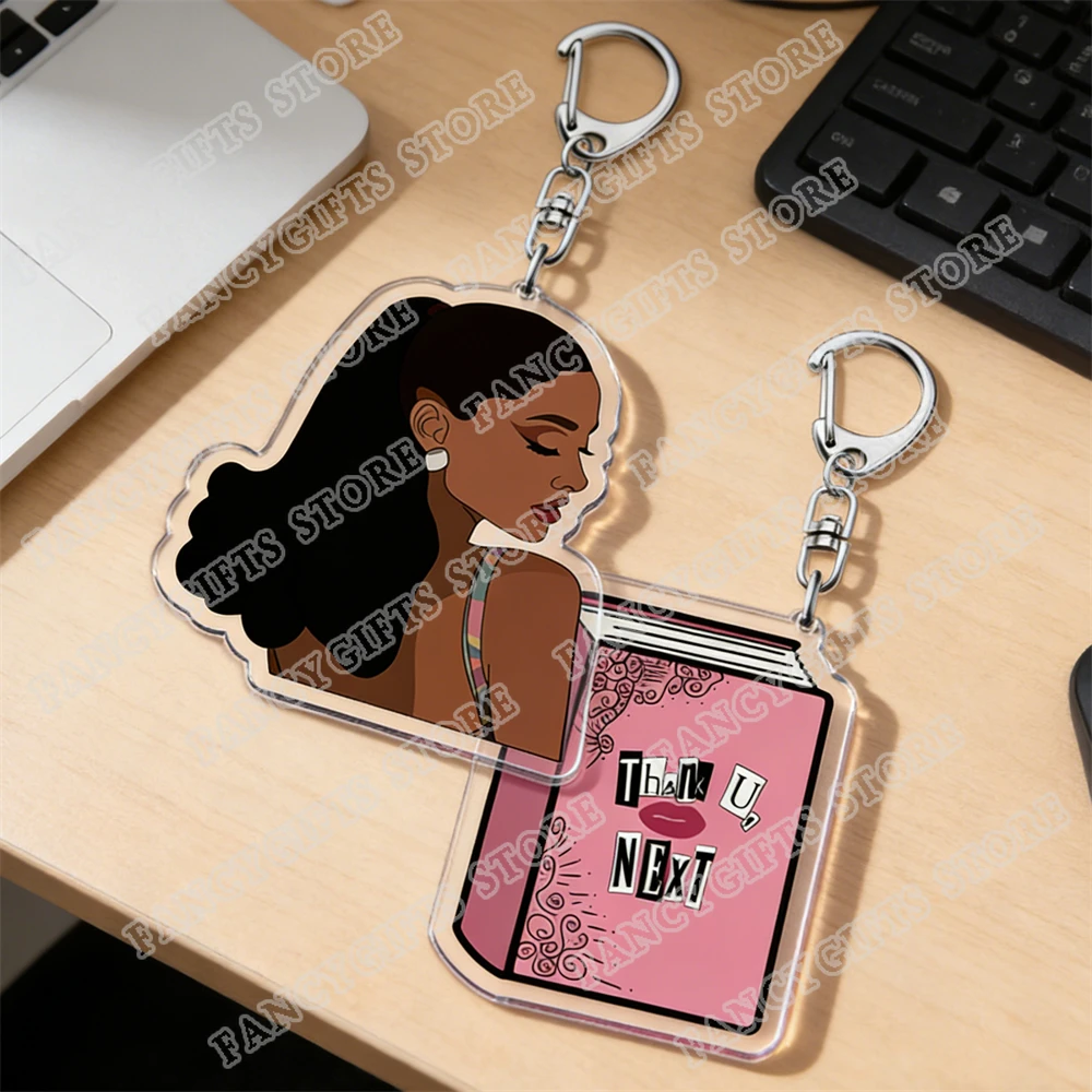 Trending Female Singer Keychains for Accessories Thank U Next Positions Sweetener Eternal Sunshine Jewelry Keyrings Fans Gifts