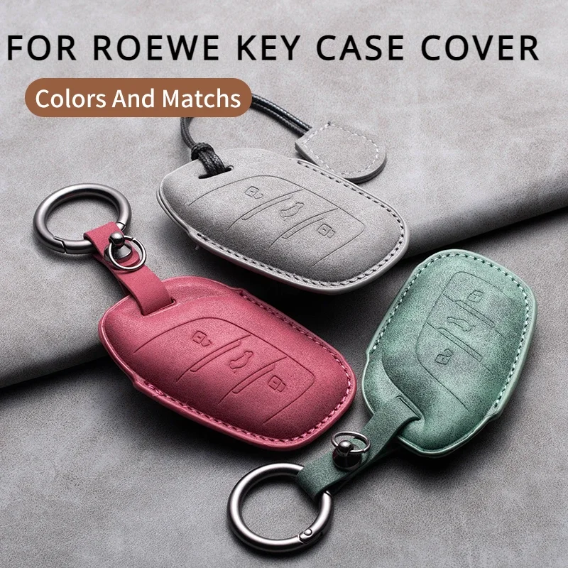 Leather Car Remote Key Case Cover Fob for MG 4 2023 mg4 ev MG HS GT ZS EV ZX MG5 MG6 for Roewe RX3 RX5 RX8 ERX5 I6 I5 Keychain