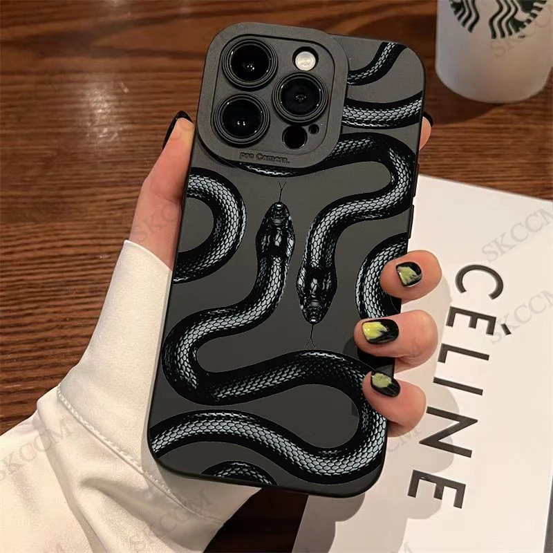 Snake Butterfly Graphic Silicone Phone Case For iPhone 15 14 13 12 11 Pro Max Mini XS X XR 7 8 Plus Soft Shockproof Bumper Cover