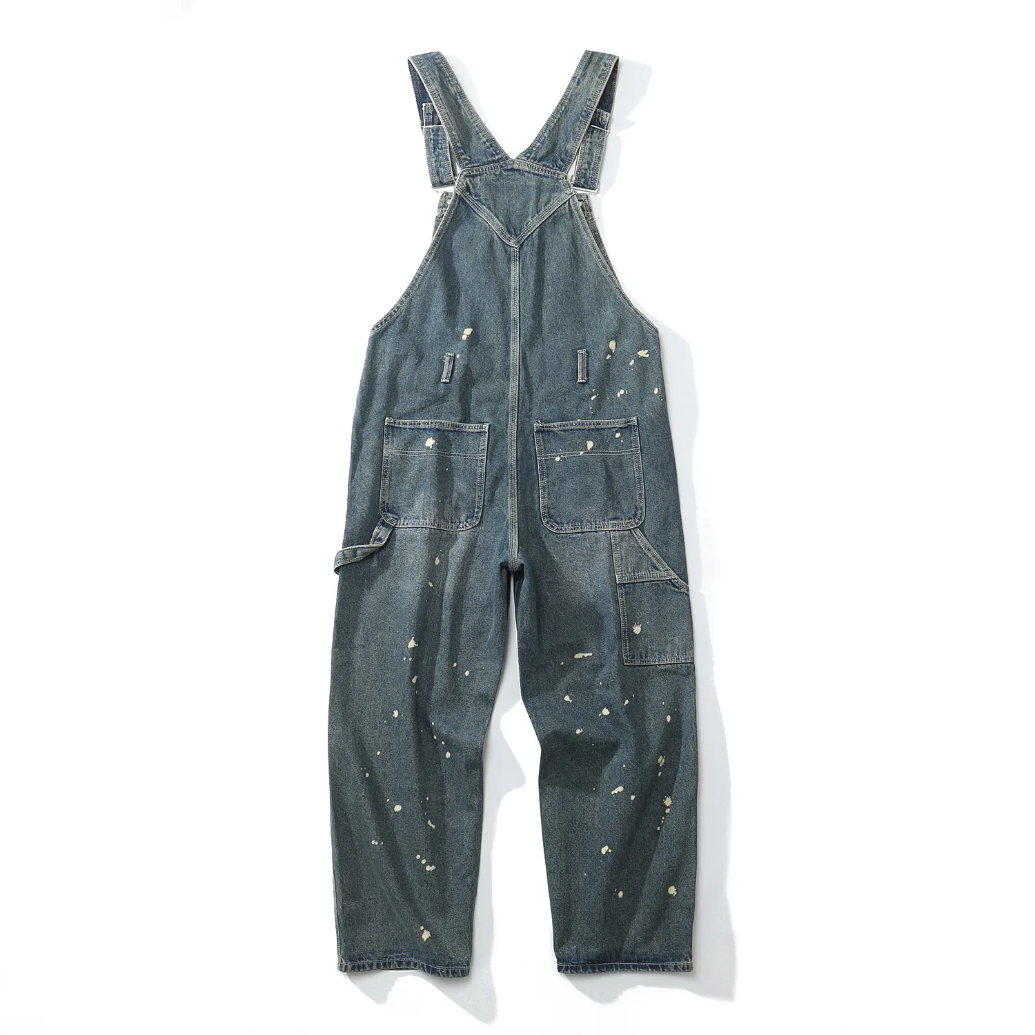 Autumn Mens Jeans Simple Fashionable Bibs Streetwear Jumpsuits Washing Paint Point Suspender Pants Full Length Overalls