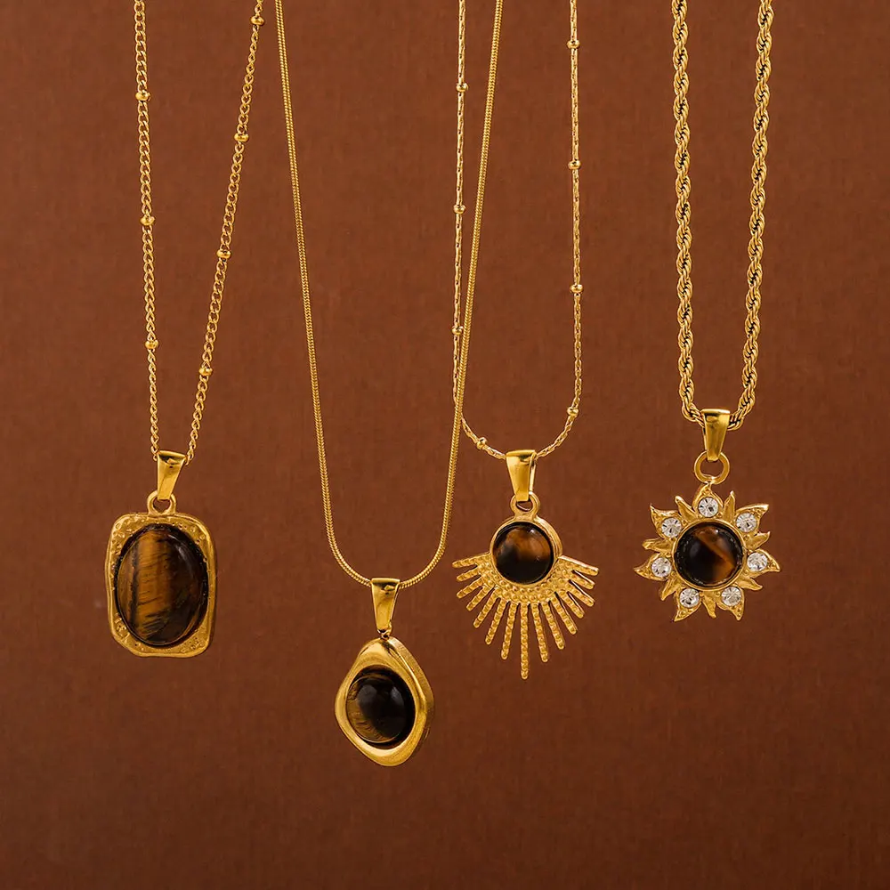 خمر 45 سنتيمتر الحجر الطبيعي النساء سحر قلادة الأزياء البوهيمي الذهبي الفولاذ المقاوم للصدأ سلسلة مجوهرات للماء عطلة هدية