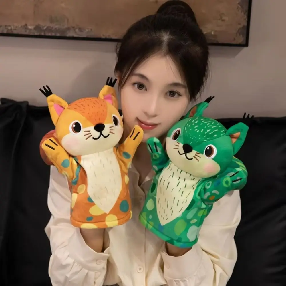 หุ่นมือสัตว์กระรอก ปากขยับได้ ของเล่นกระรอกจำลอง สำหรับเล่านิทานและการศึกษาปฐมวัย