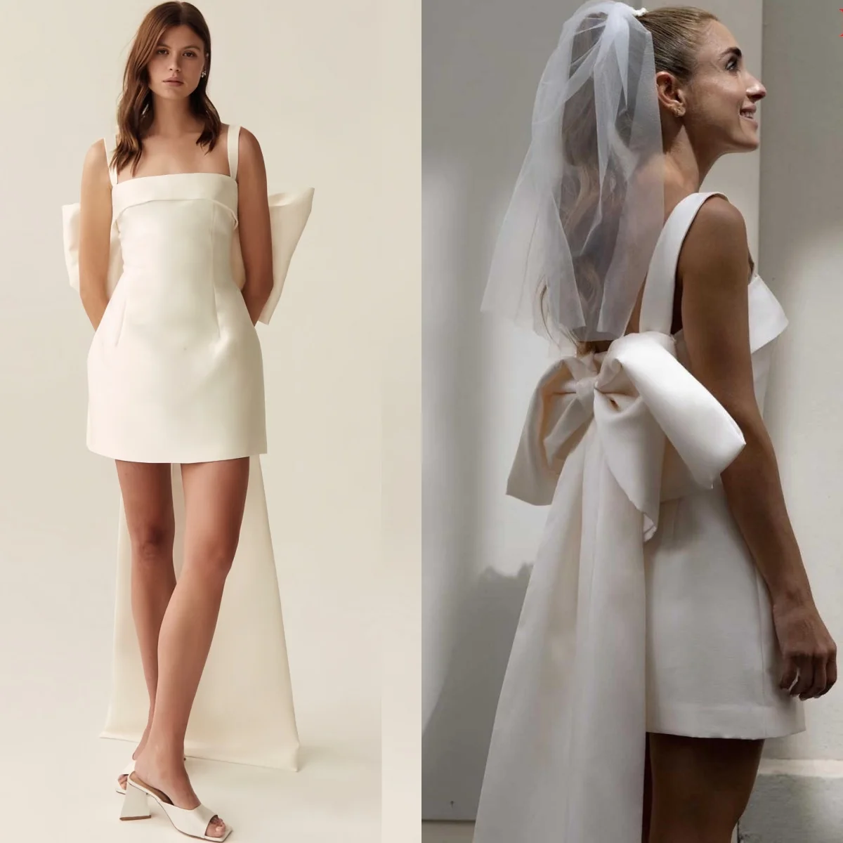 맞춤형 화이트 새틴 섬세한 웨딩 드레스 절묘한 a 라인 럭셔리 신부 파티 우아한 스퀘어 칼라 섬세한 신부 가운