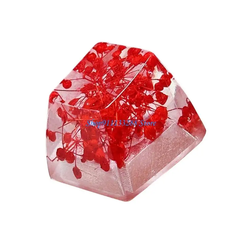 G88D Epoxy Resin Artisanal Keycap With Real Flower For Various Mechanical Keyboards