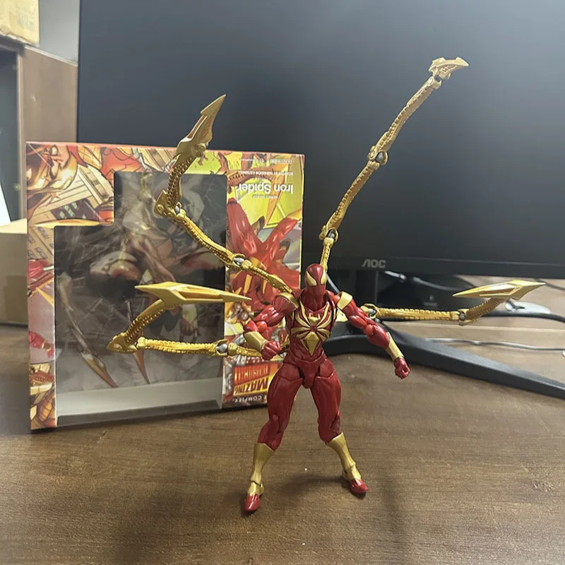 Marvel Kaiyodo Revoltech Amazing Yamaguchi Iron Spider-Man Action Figures Model Doll Collectible Toy Decoration Gift