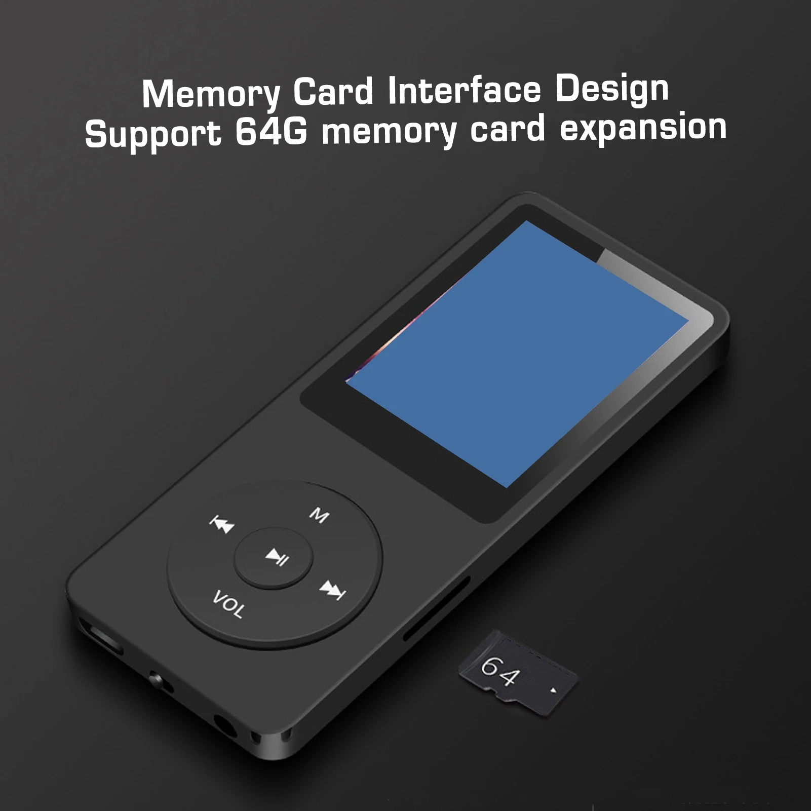 MP3-MP4-Musikplayer, MP3-MP4-Player, 1,8-Zoll-Bildschirm, 8 GB Speicher, 64 GB, erweiterbar, 30 Stunden Wiedergabe, Multifunktions-Sportmusik-Player