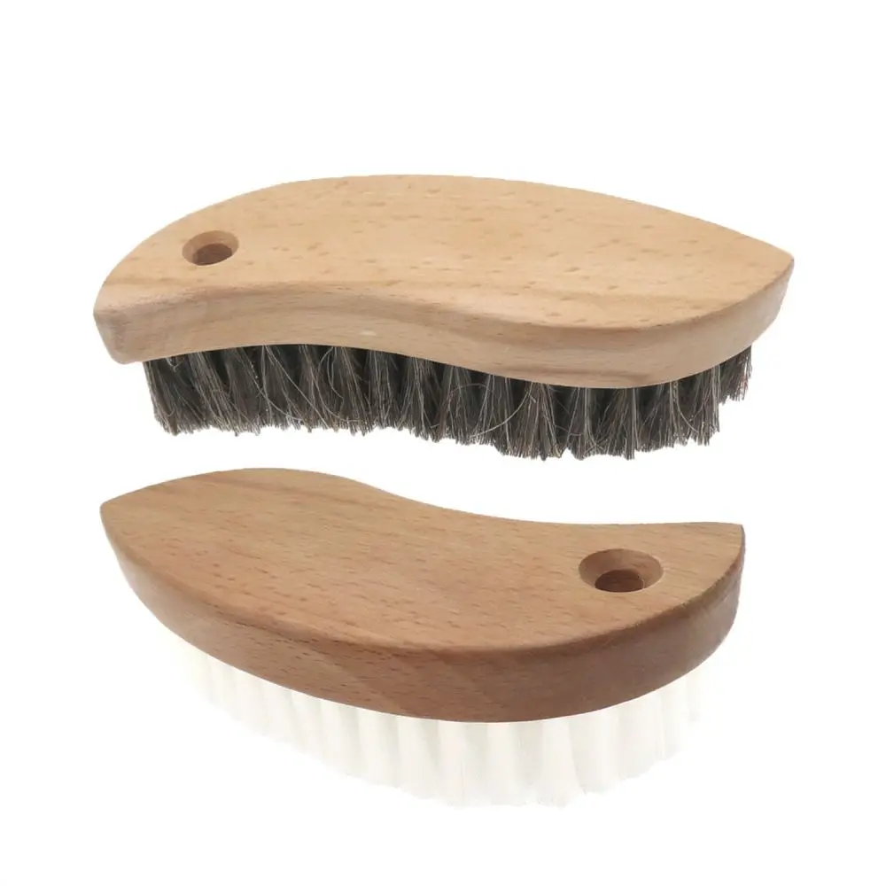 Professional Auto Detailing Crescent Brush Wood Handle Mixed Bristle For Leather Upholstery Dashboard Gap Cleaner