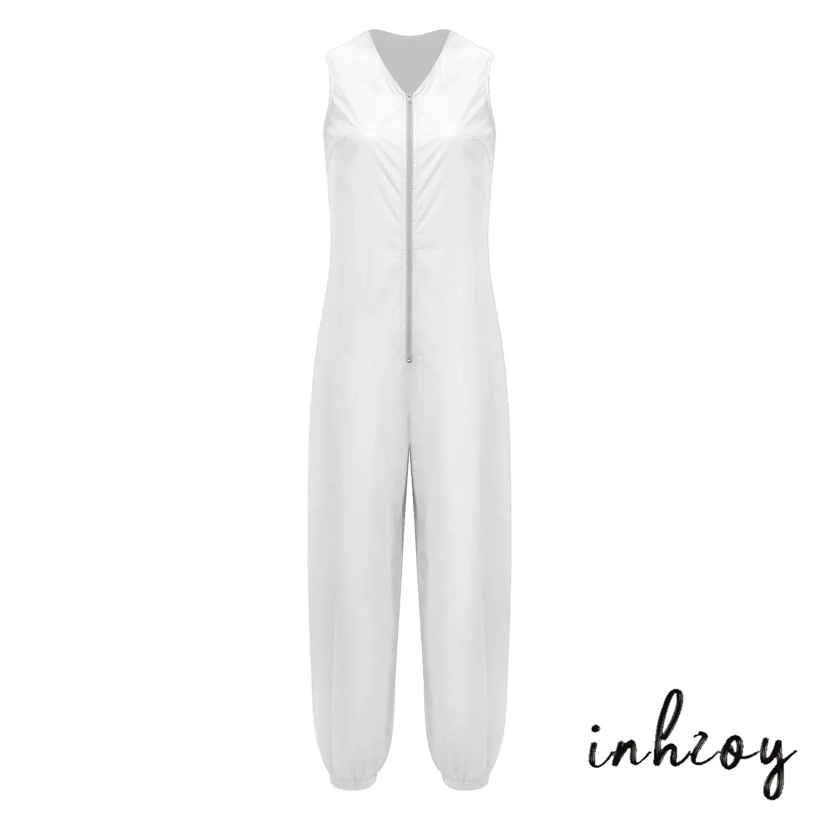 

Unisex Adults Waterproof Diaper Cover Sleeveless Zip Up Bodysuit Elastic Leg Opening One-piece Rompers Adaptive Jumpsuit
