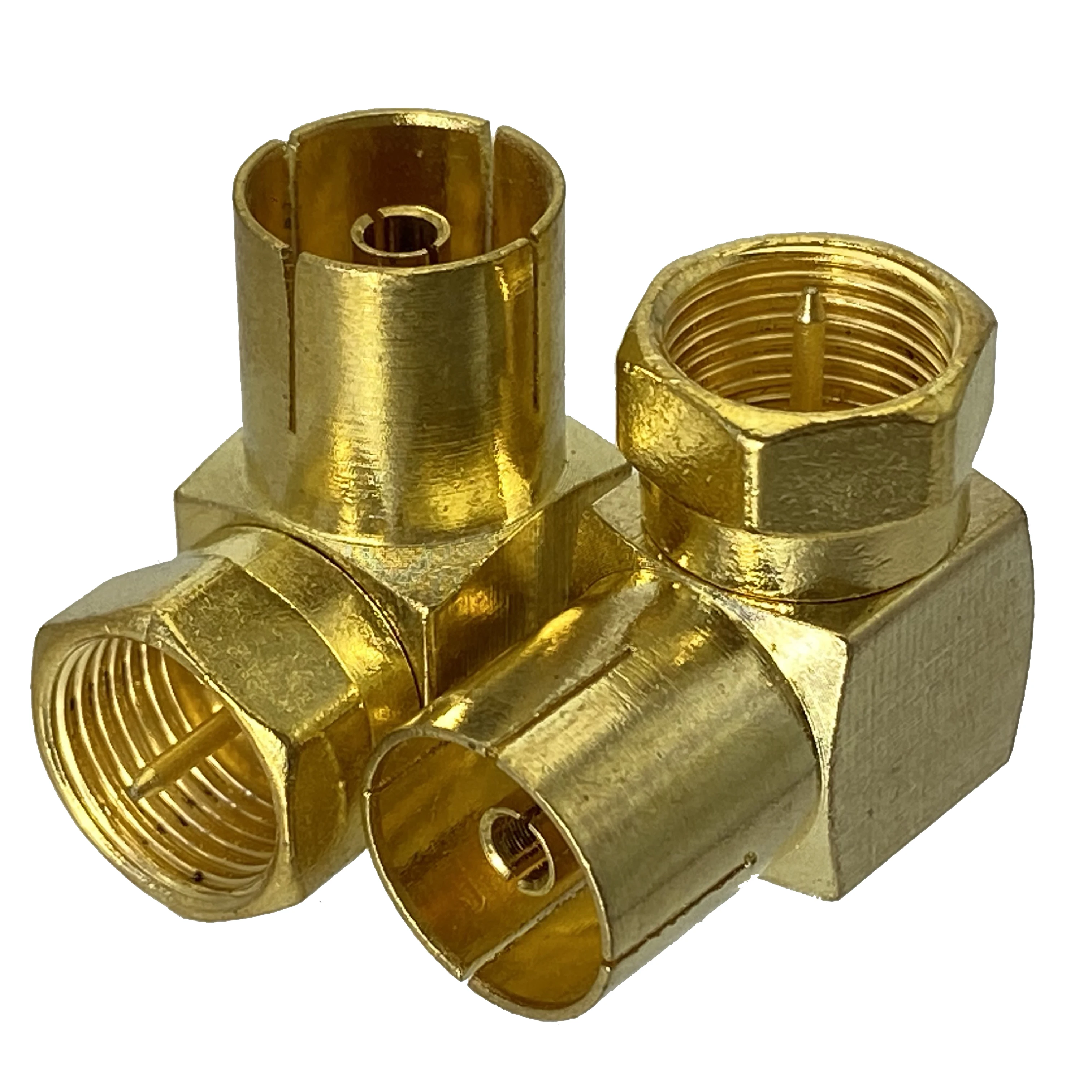 F TV Type Male to IEC PAL Female Jack Right Angle Adapter Barrel Connector Coupler for TV Satellite FM Coaxial Cable Antenna