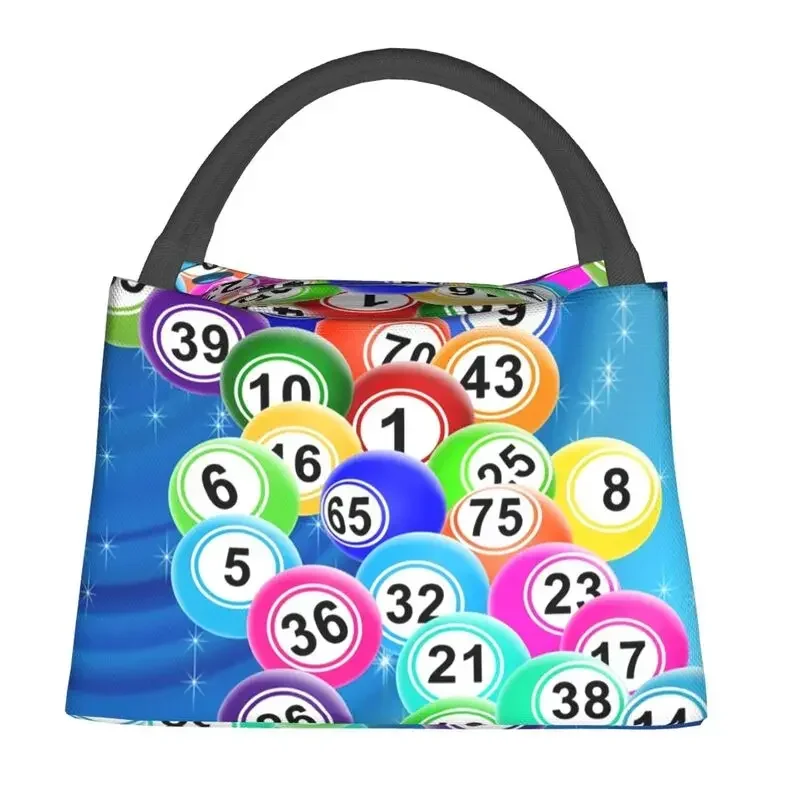 Lunch Bag Isolado para Mulheres, Bingo Balls, Portátil, Jogo De Papel, Refrigerador Térmico, Lunch Tote, Office Picnic, Travel Lunchbag