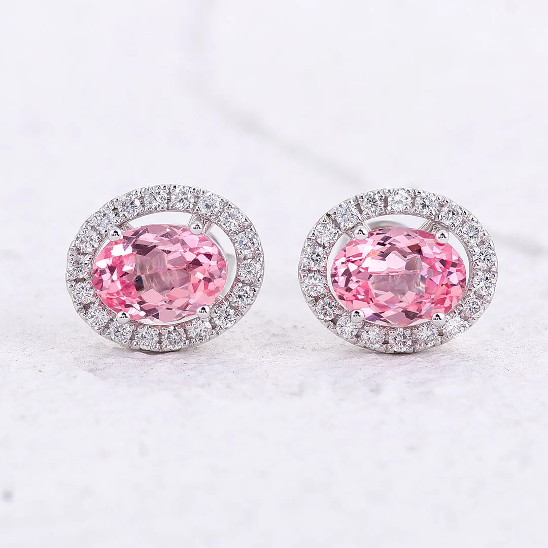 

Provence Jewelry 18K White Gold Sapphire Pink earring oval cut For Women Anniversary Birthday Gift and Lady Daily Wear