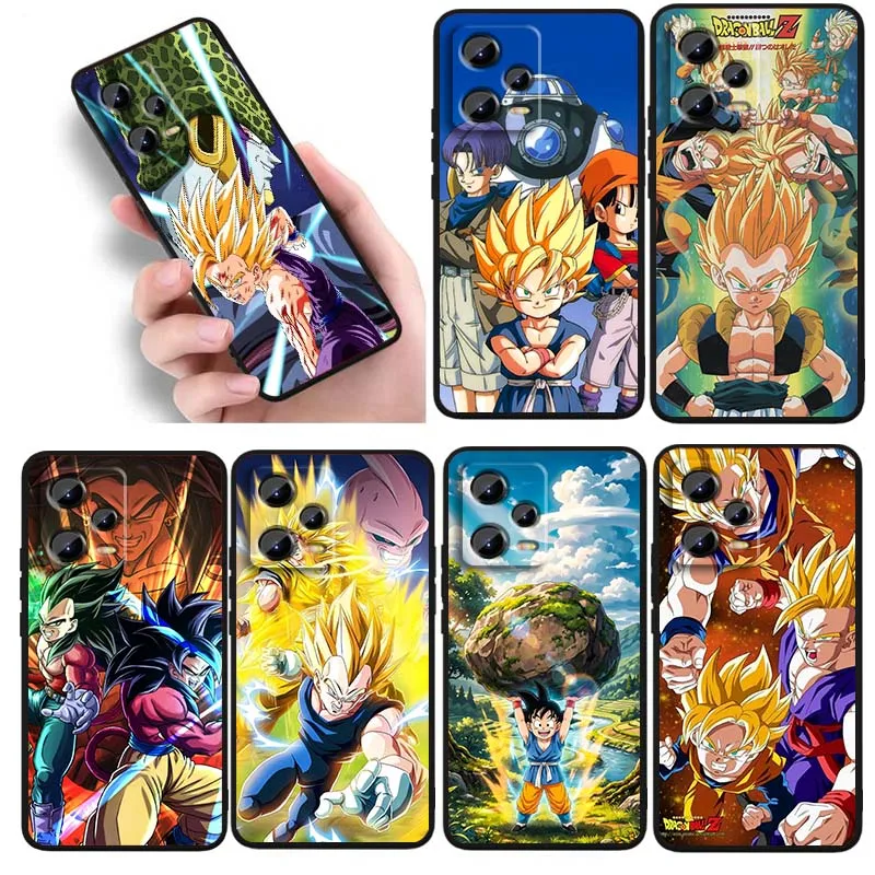 

Luxury Dragon Ball Son Goku For Xiaomi Redmi Note 14 13 12 12S 11E 11 11S 11T Pro Plus 4G 5G Black Soft TPU Phone Case