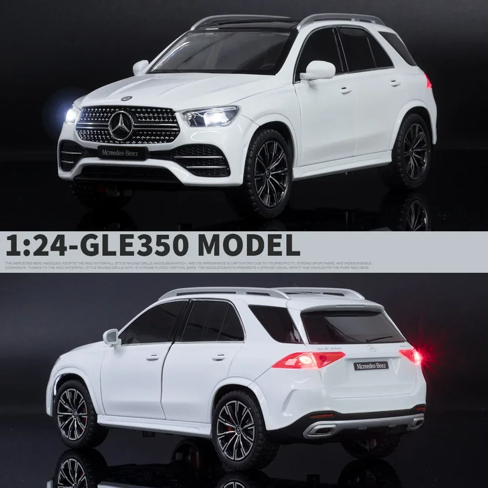 Modelo de carro liga para crianças, 1:24 Mercedes-Benz GLE350 SUV, dietas e veículos de brinquedo, som e luz, puxar para trás, brinquedos como presentes, C197