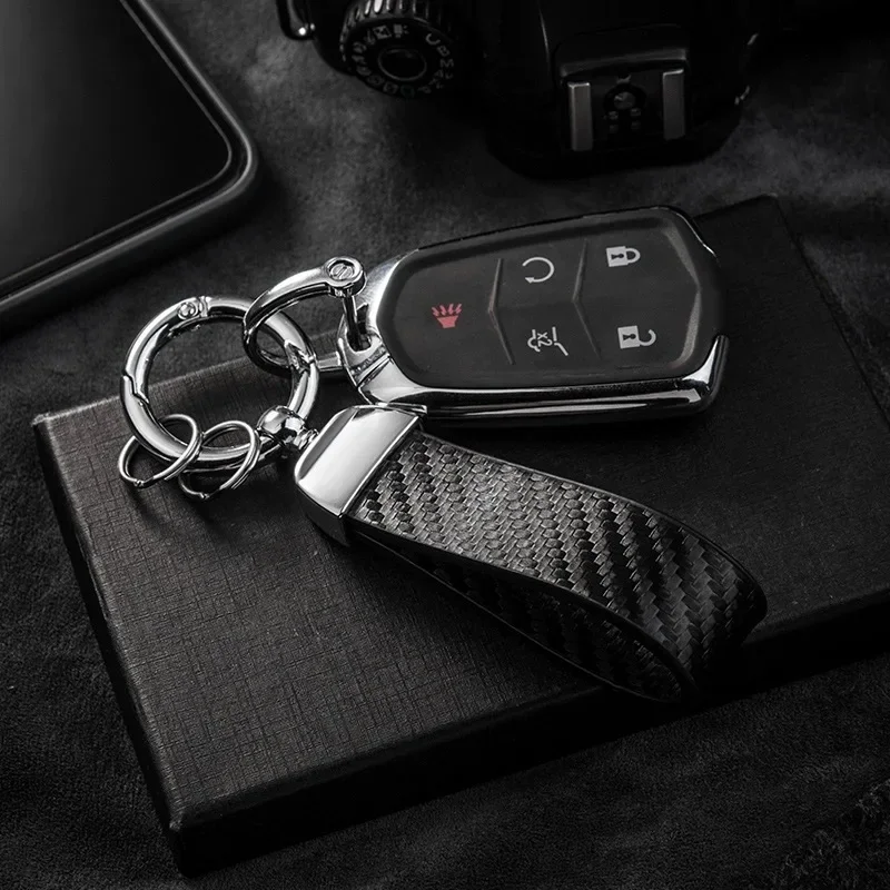 Car Sleek Carbon Fiber Style Keychain - 360° Rotatable, Universal Fit with Anti-Lost D-Ring, Durable for Men & Women Amagi