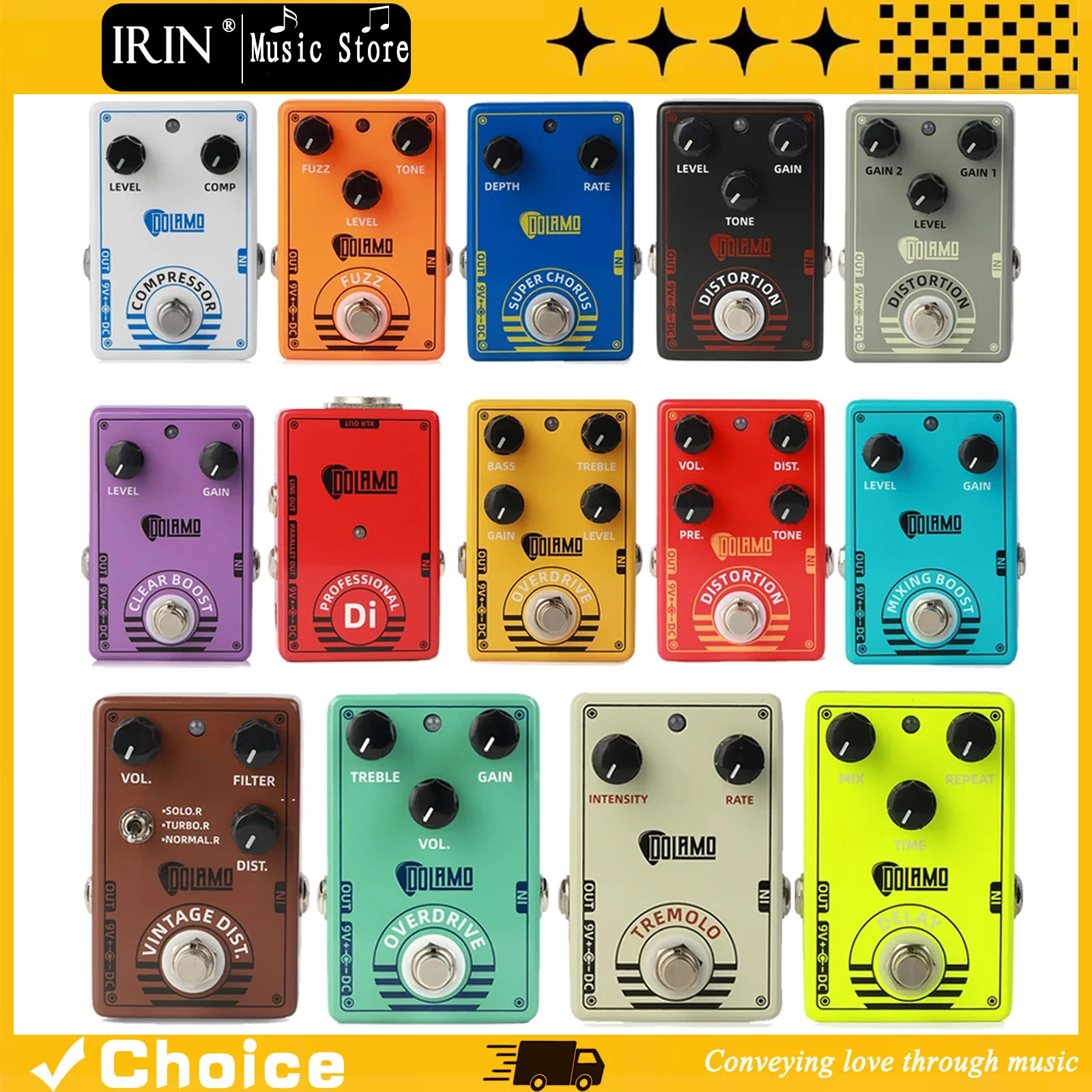 Pedais de Efeito para Guitarra Elétrica: Distorção/Overdrive/Fuzz/Chorus/DI Box/Distorção Vintage/Tremolo/Compressor/Delay/Boost