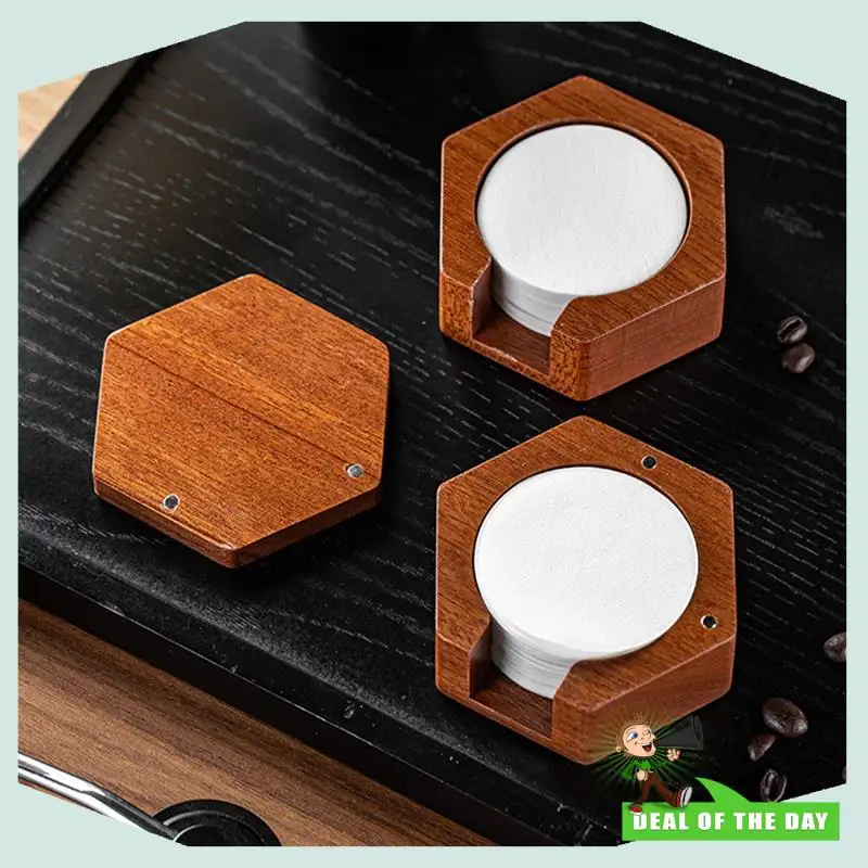 

24-Hour Delivery Round Espresso Sapele Wood Storage Solid Wood Filter Paper Storage Base 58/53/51Mm Universal