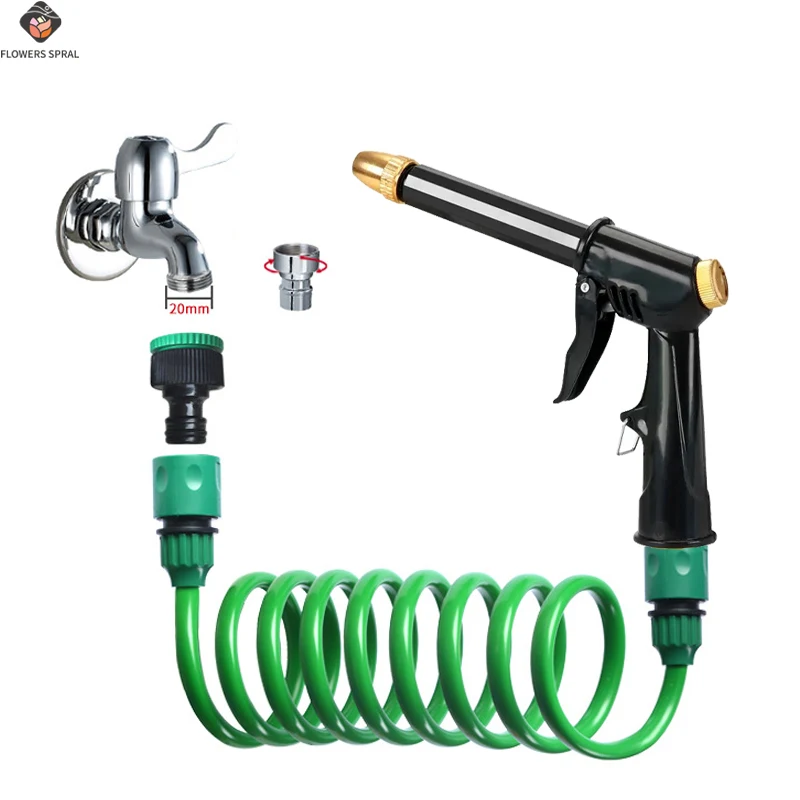 High-Pressure Garden Irrigation Water Pipe Multi-Function Spray Hose Set for Car Washing And Garden Use Durable Plastic Spring P