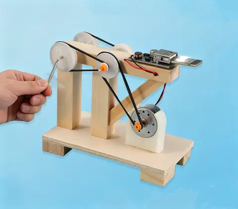Hand Cranked Generator Fun Scientific Experiment Mini Invention DIY Handmade Educational STEM Physics Maker Kit Gifts for Adults
