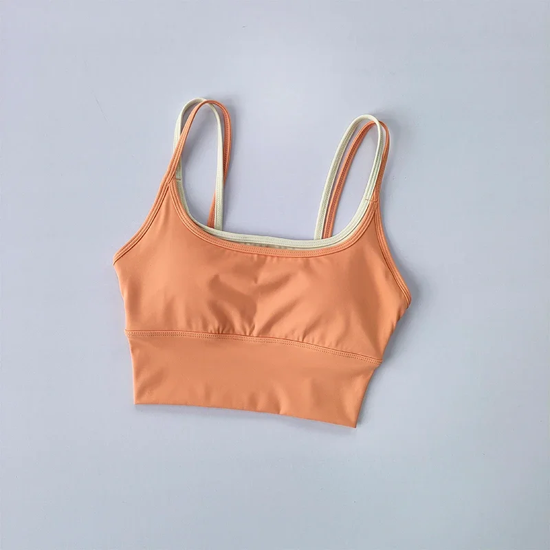 Sport-BH für Damen, Sommer, stoßdämpfend, formgebend, mit doppelten Trägern, Yoga-Top, schnelltrocknend, gegen Durchhängen, formgebender Fitness-BH – Detail 7