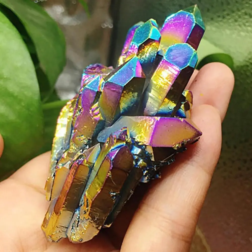 Degaussing Rainbow Titanium Quartz Healing Crystals Rough Grinding Crystal Cluster Specimen Mineral Stone Ornaments Reiki Stone