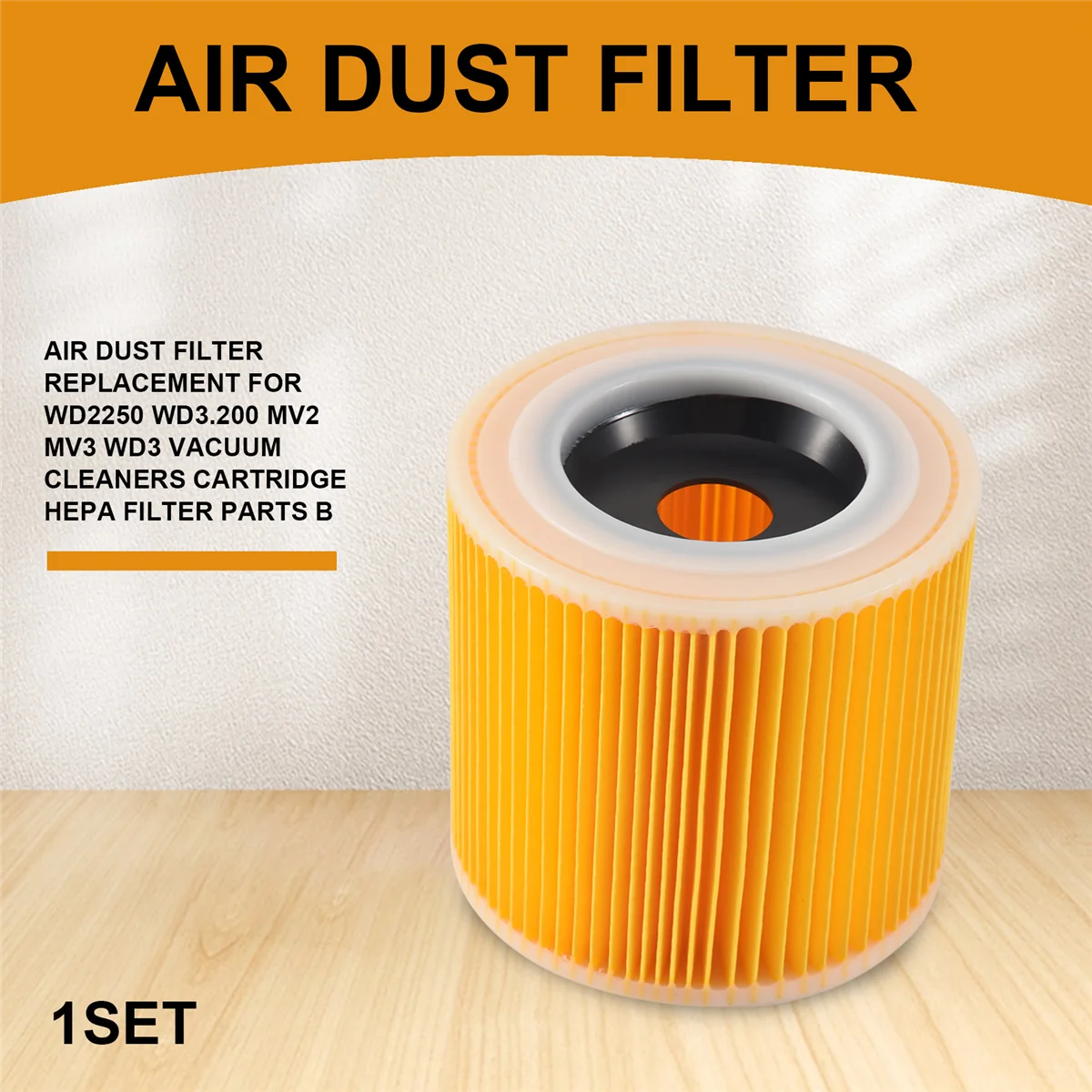 New Air Dust Filter Replacement for Karcher WD2250 WD3.200 MV2 MV3 WD3 Vacuum Cleaners Cartridge HEPA Filter Parts B