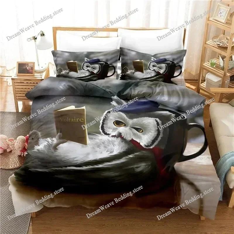 Dropshipping Bedding Set Lifelike Animal Owl Housse De Couette Dekbedovertrek Bedlinen Bed Cover Set Pillowcases Luxury Gift592F