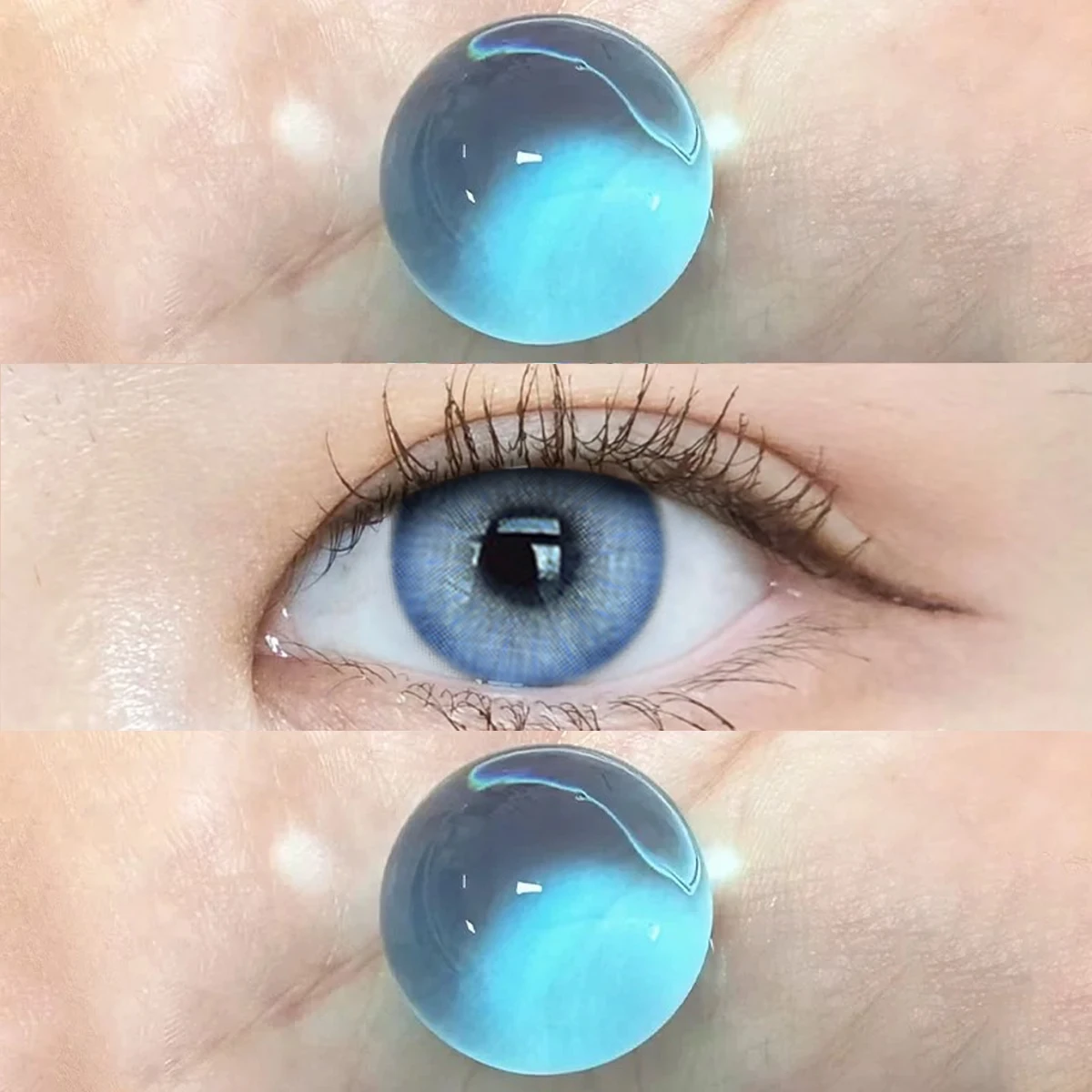 Visuashow Natural Blue Colored Contact Lenses | Small Pupil | Yearly Eyes Cosmetics Color Lens for Summer, Autumn & Holidays