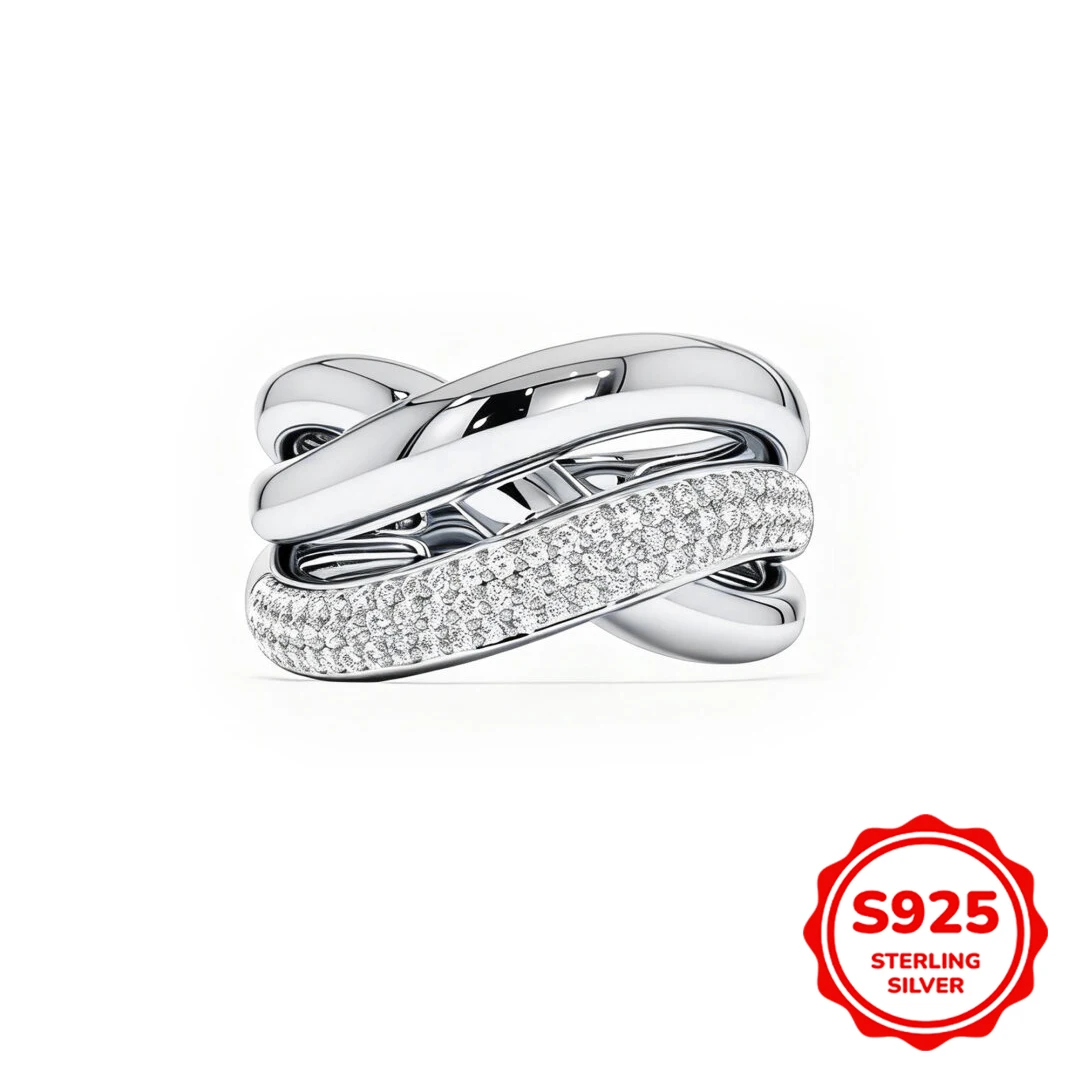 

Luxury AAA Cubic Zirconia Inlay 925 Sliver Wedding Jewelry Gold Color Statement Geometric Rings For Elegant Women