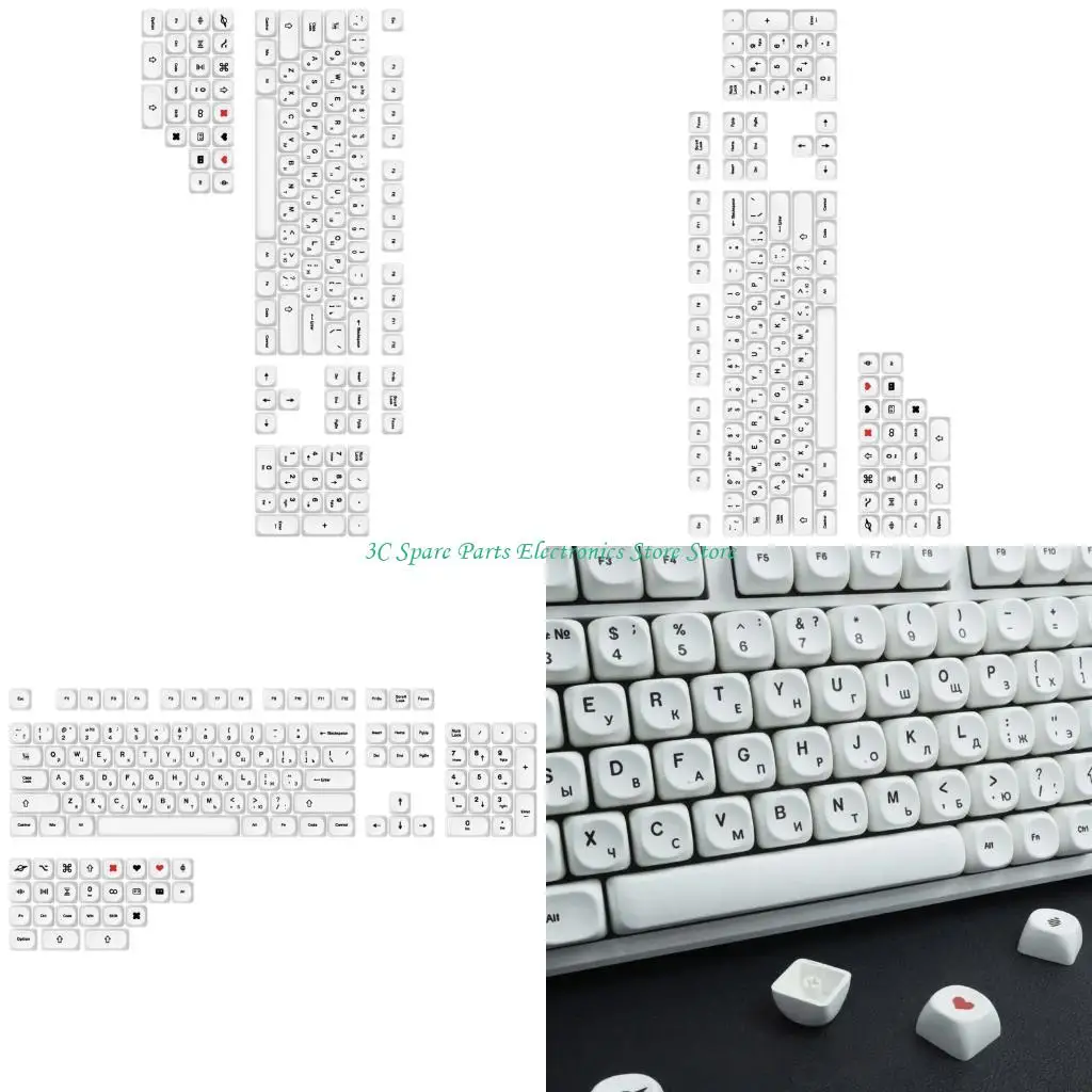 SZ 129Keys PBT Keycap Set Compatibles Most Mechanical Keyboards Russian English Layout Round Design