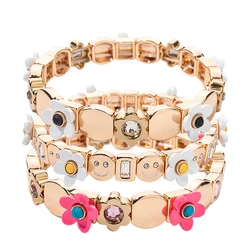 2023 Summer New Design Gold Color Braceets For Women Flower Charms Beaded Bangle Gift Boho Hand Jewelry