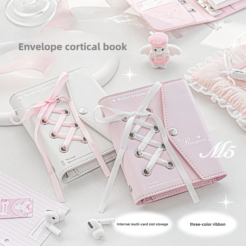 Cuaderno Kawaii de Ballet de cuero PU, planificador de cuaderno, relleno de papel, sobre, diseño de vendaje, Agenda escolar, diario de regalo, 2025