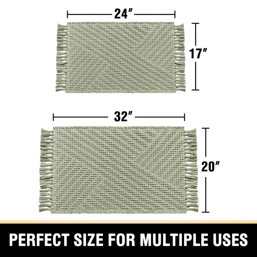 

Вафельный коврик для ванной, супервпитывающий, в стиле бохо, нескользящий, для пола в ванной, машинная стирка, быстросохнущий.