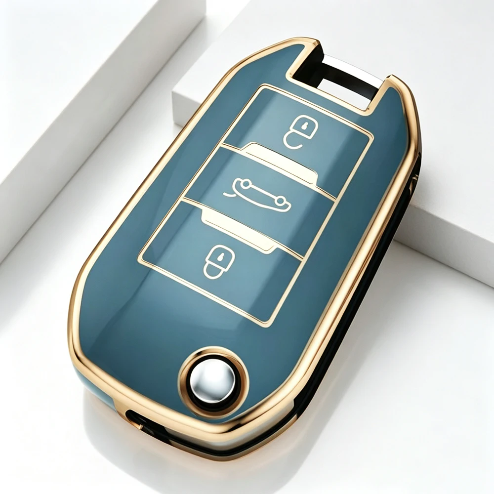 TPU Auto-Klappschlüsselhülle für Peugeot 208 3008 308 508 408 2008 307 4008 für Citroen C4 C3 C6 CACTUS C8 Schlüsselanhänger-Zubehör