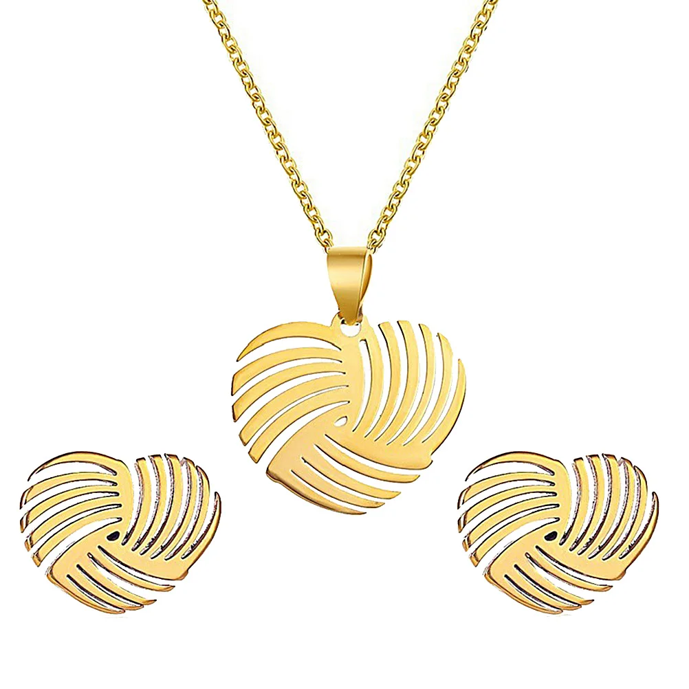 الصلب قلادة الأذن ترصيع مجموعة الحب القرط الذهبي الجوف القلب الحب مجوهرات للنساء أقراط أنيقة هدية