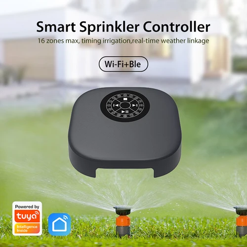 Imagen 2 del producto Controlador de aspersor WiFi Tuya, temporizador de riego inteligente para jardinería, dispositivo de riego automático de 16 zonas para Alexa y Google Home