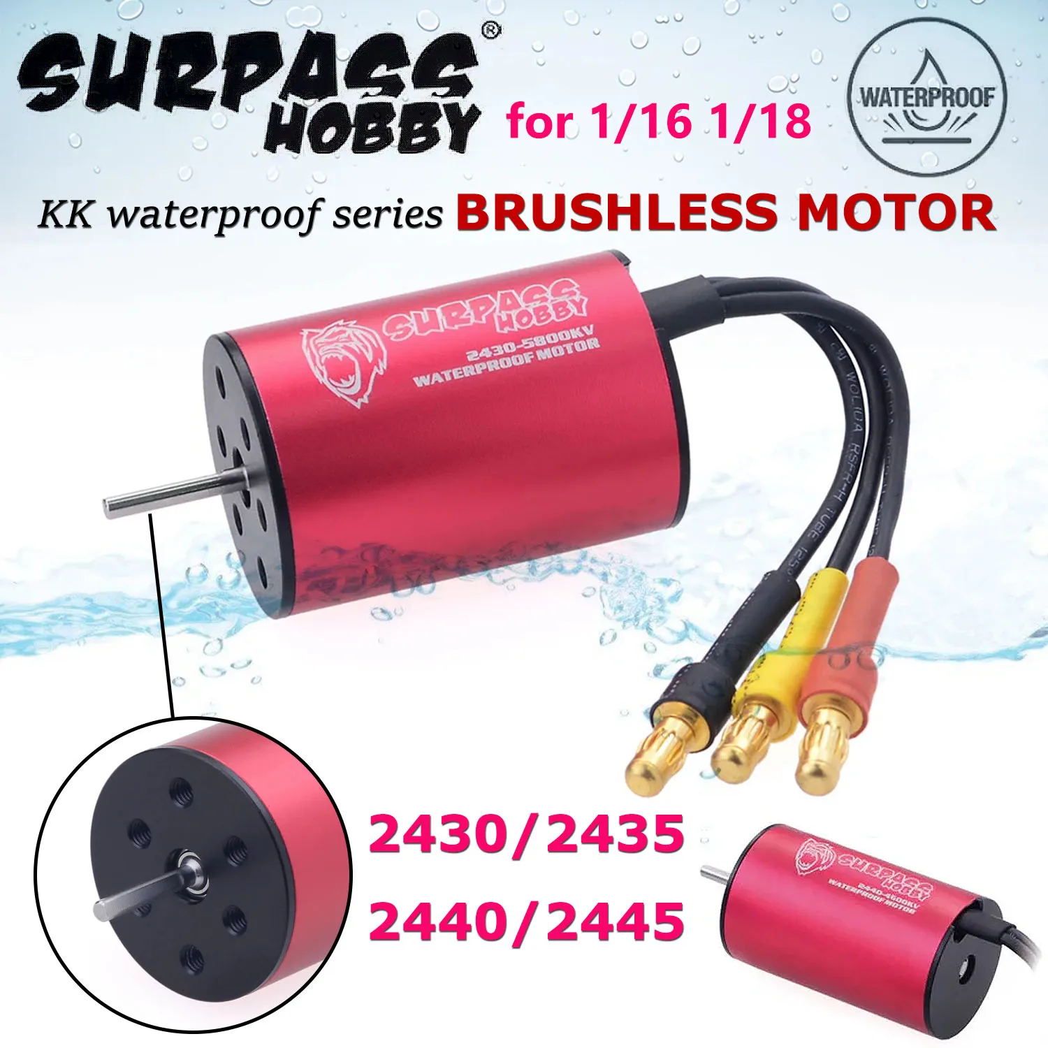 SURPASS HOBBY 2430 2435 2440 2445 Wasserdichter Bürstenloser Motor für Traxxas HSP Wltoys 1/16 1/18 RC Truck Monster Car Boot