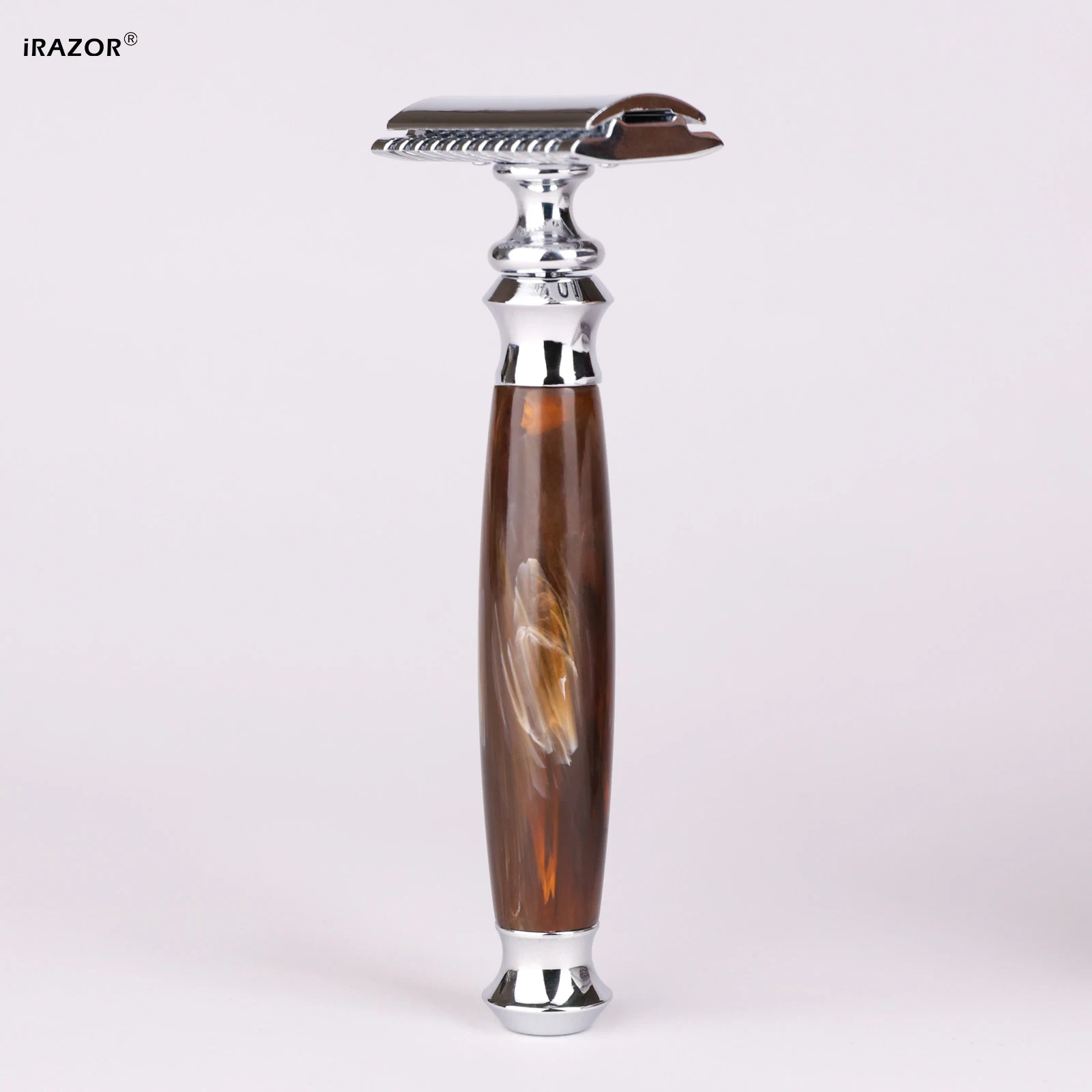 iRAZOR Classic Double Edged Safety Razor for Men with 10 Premium Blades and Ergonomic Acrylic Resin Handle Shaving Tool Gift Set
