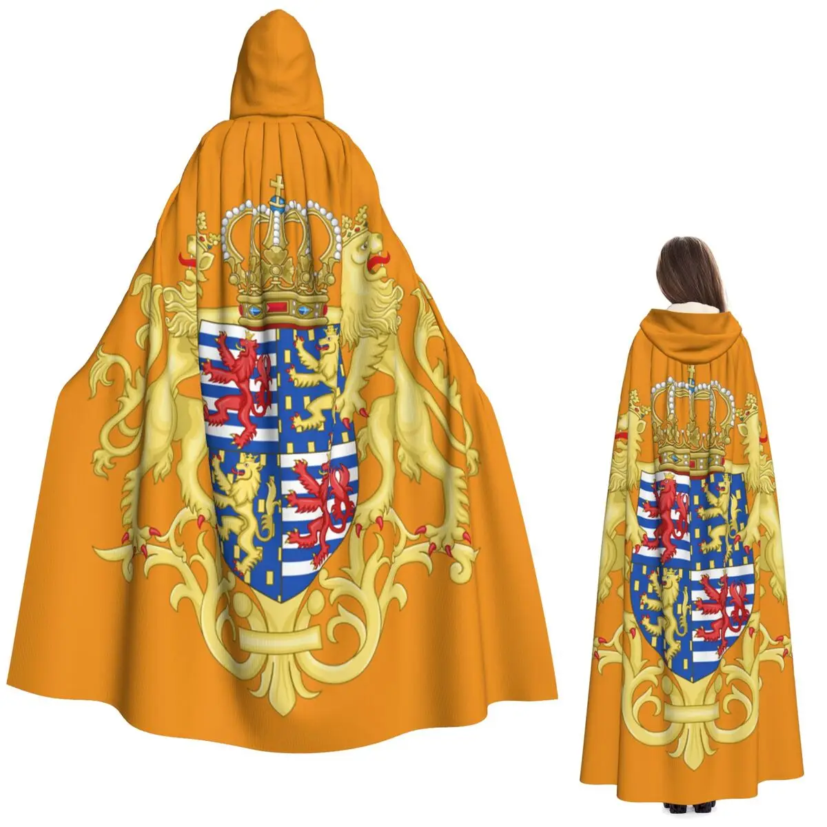 เสื้อคลุมยาวมีฮู้ดลายตราอัศวินยุโรปยุคกลาง ชุดคอสเพลย์แม่มดยุคกลาง เสื้อคลุมฮาโลวีน แวมไพร์ สำหรับผู้ใหญ่ ทุกเพศ