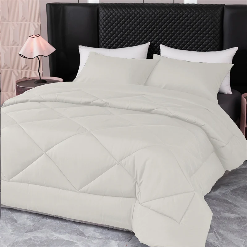 Comforter+Pillowcase Set for Home,Brief Beige Thickened Blanket For Four Season,Solid Grey Quilt 229*229cm US Twin King 2/3pcs